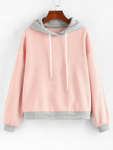 Two Tone Fleece Lined Bicolor Hoodie - INS | Online Fashion Free Shipping Clothing, Dresses, Tops, Shoes