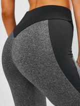 Two Tone Heathered Wide Waistband Gym Leggings - INS | Online Fashion Free Shipping Clothing, Dresses, Tops, Shoes
