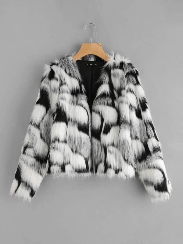 Two Tone Open Front Coat - INS | Online Fashion Free Shipping Clothing, Dresses, Tops, Shoes