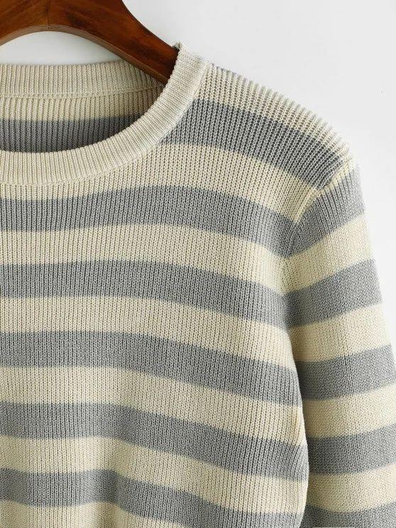 Two Tone Striped Crop Jumper Sweater - INS | Online Fashion Free Shipping Clothing, Dresses, Tops, Shoes