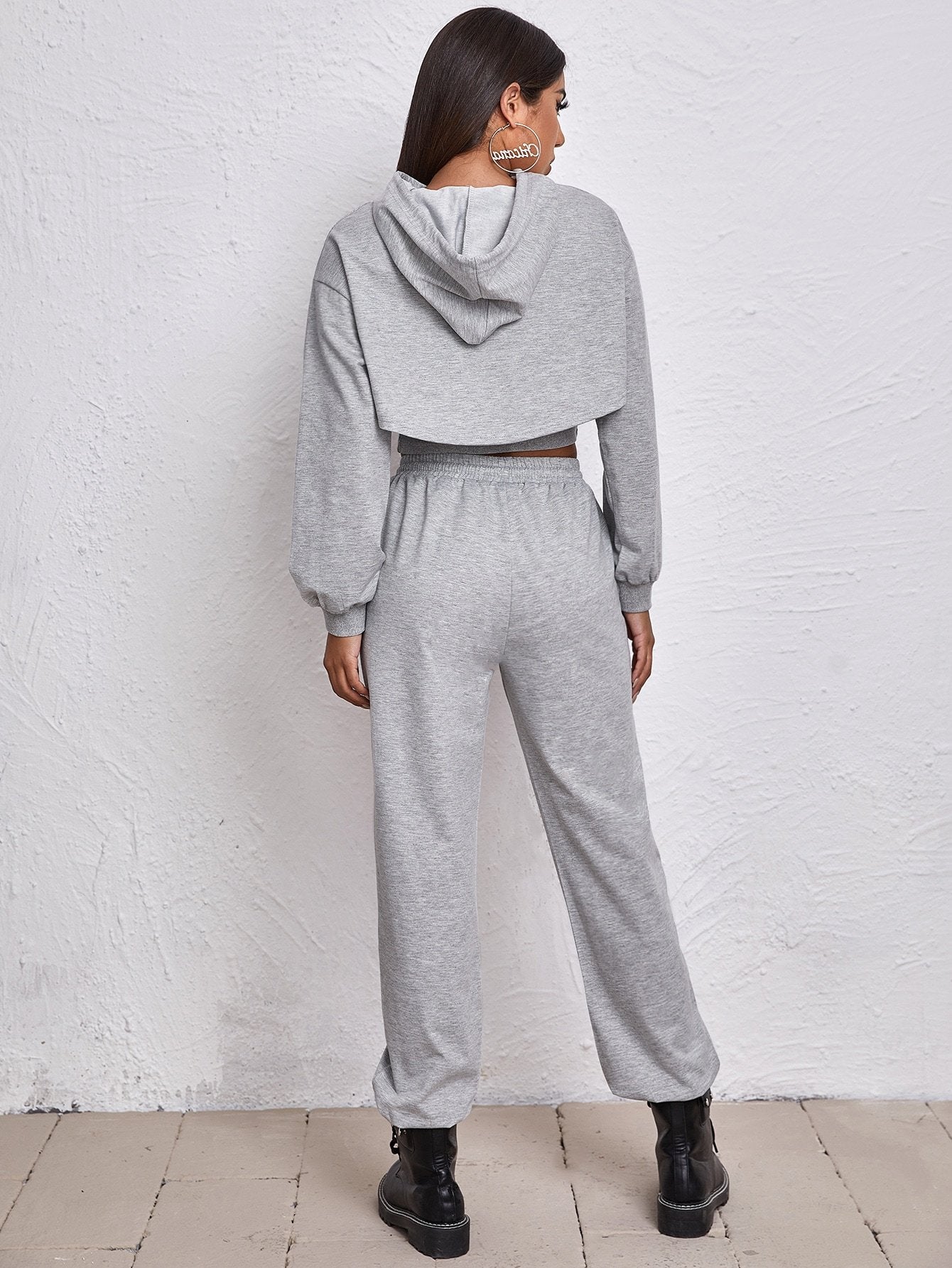 Ultra Short Drawstring Hoodie With Vest And Jogging Pants Set - Pants Sets - INS | Online Fashion Free Shipping Clothing, Dresses, Tops, Shoes - 13/05/2021 - 130521 - Category_Pants Sets