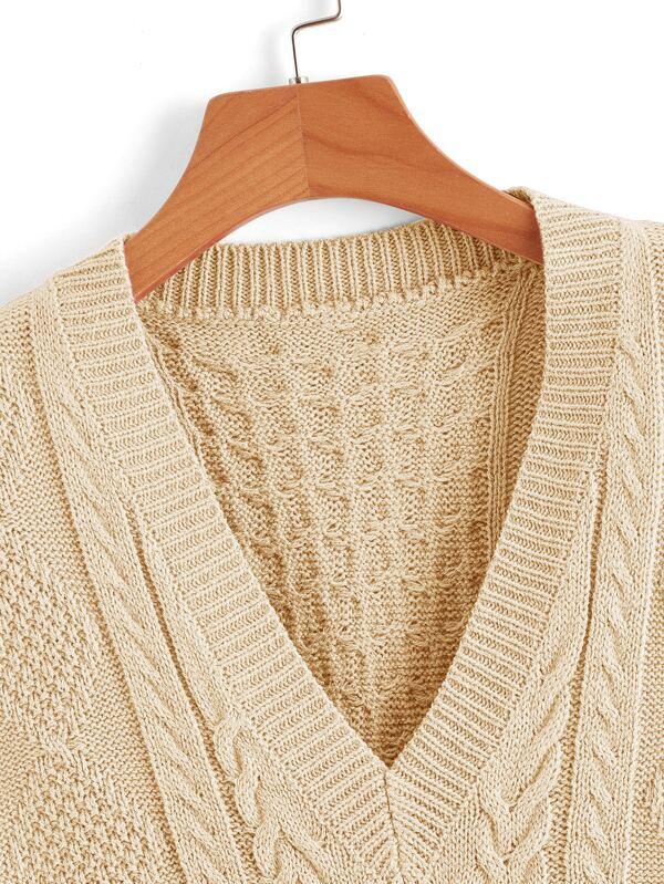 V Neck Cable Knit Sweater Vest - INS | Online Fashion Free Shipping Clothing, Dresses, Tops, Shoes