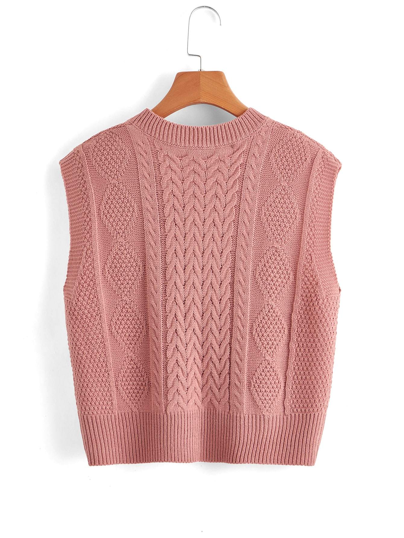 V Neck Cable Knit Sweater Vest - INS | Online Fashion Free Shipping Clothing, Dresses, Tops, Shoes