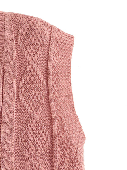 V Neck Cable Knit Sweater Vest - INS | Online Fashion Free Shipping Clothing, Dresses, Tops, Shoes