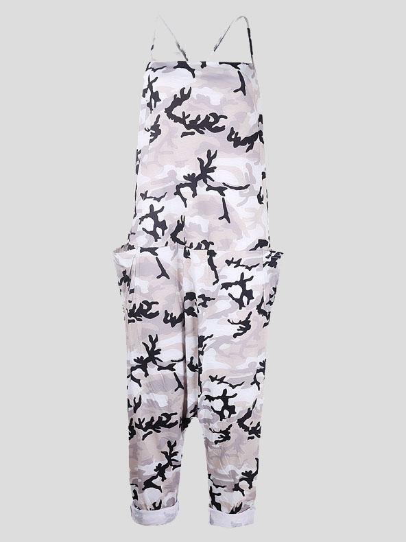 V-neck Camouflage Print Suspender Jumpsuit - Jumpsuit & Rompers - INS | Online Fashion Free Shipping Clothing, Dresses, Tops, Shoes - 08/07/2021 - 20-30 - Bottoms