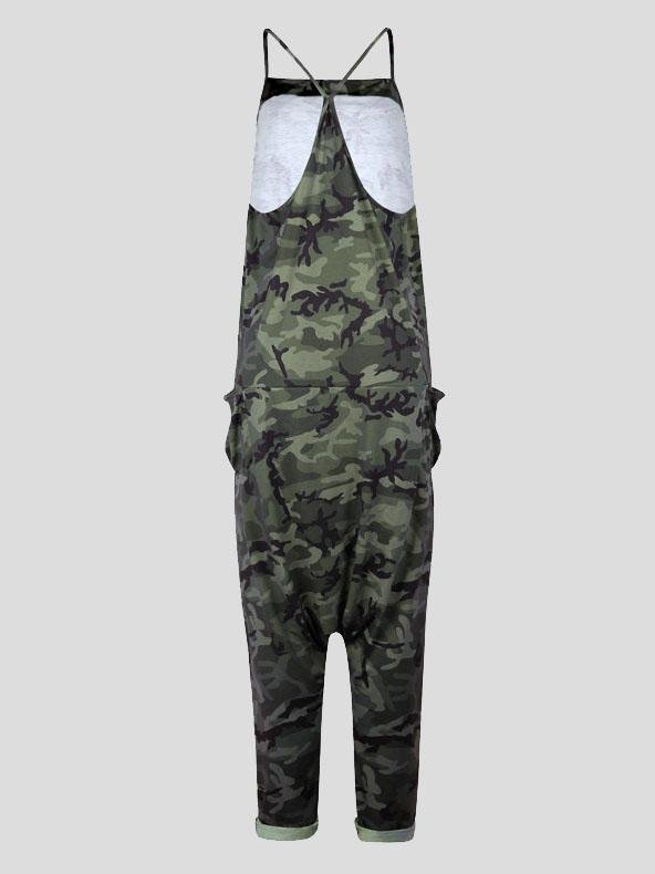 V-neck Camouflage Print Suspender Jumpsuit - Jumpsuit & Rompers - INS | Online Fashion Free Shipping Clothing, Dresses, Tops, Shoes - 08/07/2021 - 20-30 - Bottoms