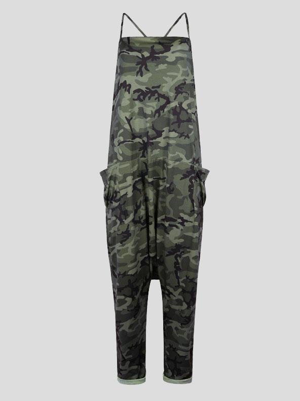 V-neck Camouflage Print Suspender Jumpsuit - Jumpsuit & Rompers - INS | Online Fashion Free Shipping Clothing, Dresses, Tops, Shoes - 08/07/2021 - 20-30 - Bottoms