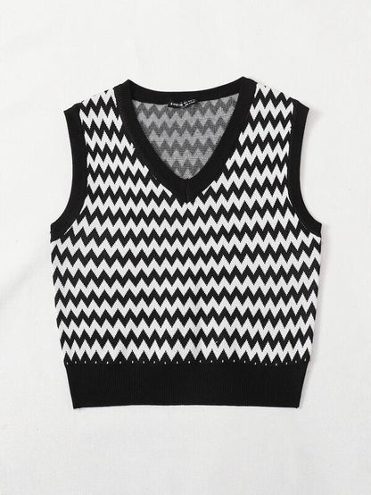 V Neck Chevron Pattern Sweater Vest - INS | Online Fashion Free Shipping Clothing, Dresses, Tops, Shoes