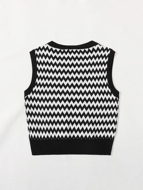 V Neck Chevron Pattern Sweater Vest - INS | Online Fashion Free Shipping Clothing, Dresses, Tops, Shoes