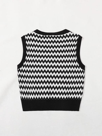 V Neck Chevron Pattern Sweater Vest - INS | Online Fashion Free Shipping Clothing, Dresses, Tops, Shoes