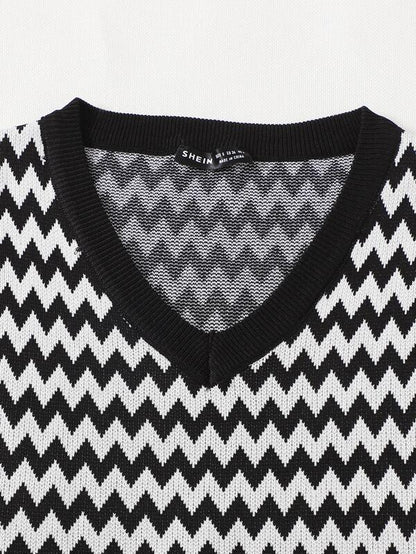 V Neck Chevron Pattern Sweater Vest - INS | Online Fashion Free Shipping Clothing, Dresses, Tops, Shoes