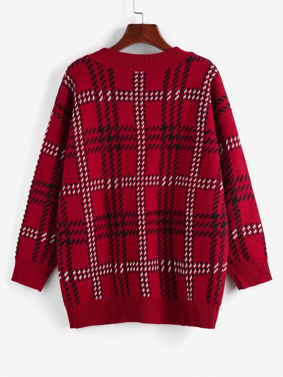 V Neck Drop Shoulder Plaid Sweater - INS | Online Fashion Free Shipping Clothing, Dresses, Tops, Shoes