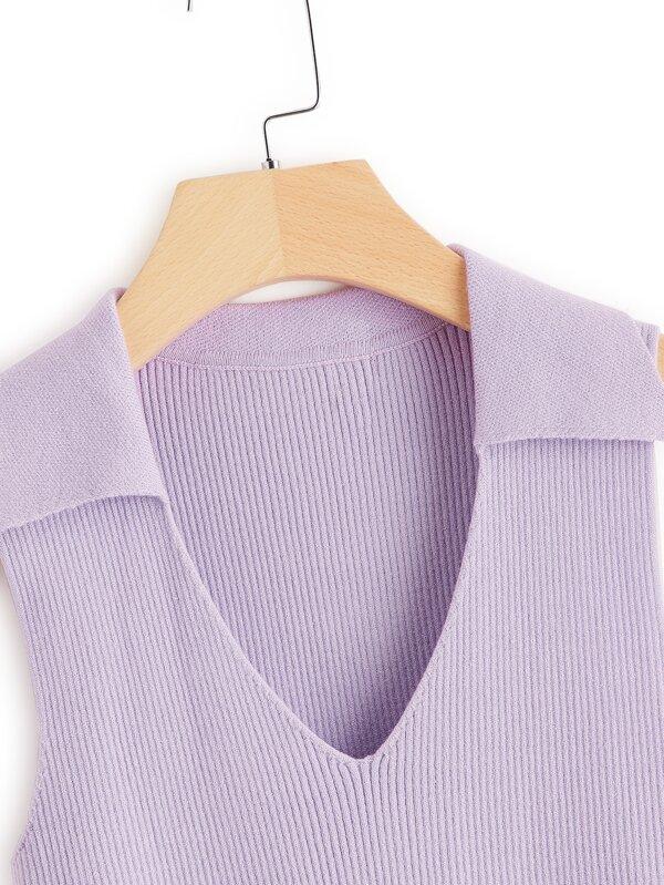 V Neck Rib-knit Sweater Vest - INS | Online Fashion Free Shipping Clothing, Dresses, Tops, Shoes