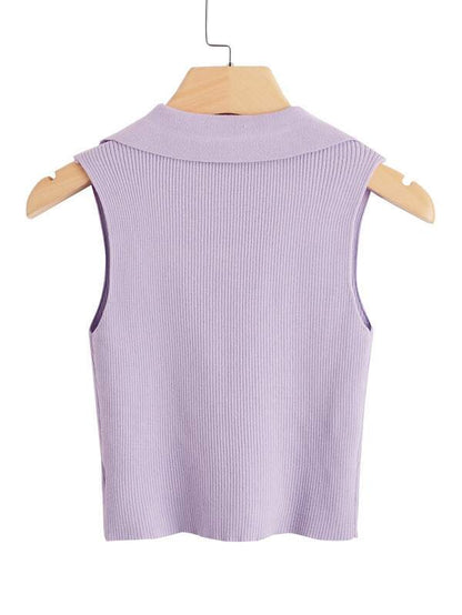 V Neck Rib-knit Sweater Vest - INS | Online Fashion Free Shipping Clothing, Dresses, Tops, Shoes