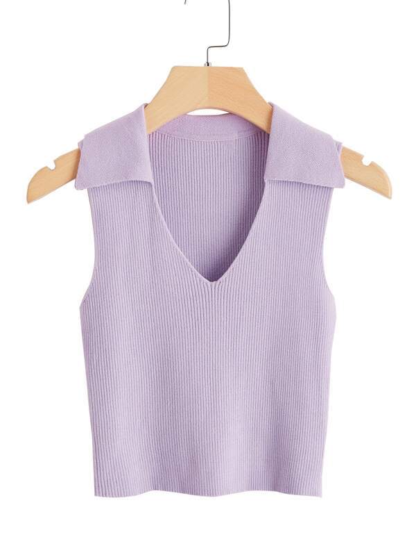 V Neck Rib-knit Sweater Vest - INS | Online Fashion Free Shipping Clothing, Dresses, Tops, Shoes