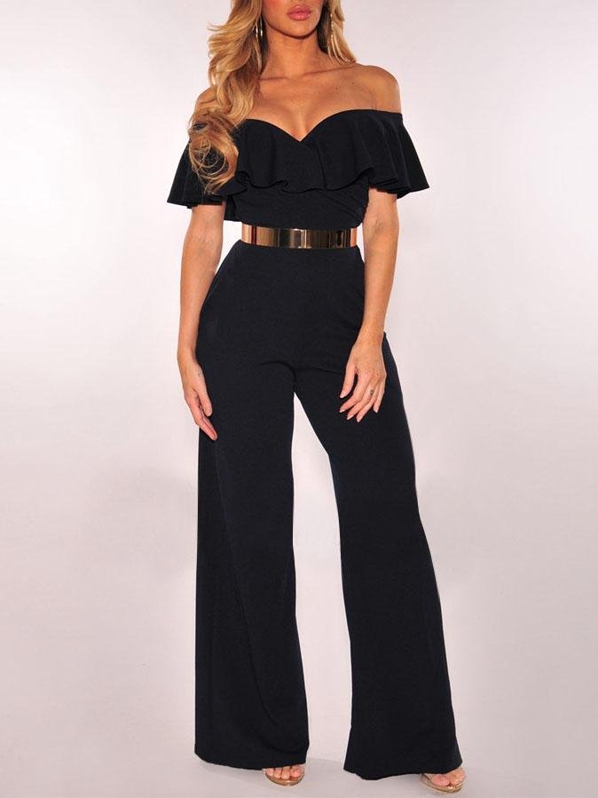 V-neck Ruffled High-waist Jumpsuit - Jumpsuit & Rompers - INS | Online Fashion Free Shipping Clothing, Dresses, Tops, Shoes - 20-30 - 26/07/2021 - Bottoms