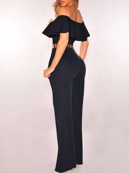 V-neck Ruffled High-waist Jumpsuit - Jumpsuit & Rompers - INS | Online Fashion Free Shipping Clothing, Dresses, Tops, Shoes - 20-30 - 26/07/2021 - Bottoms