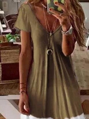 V-neck Short-sleeved Summer Dress - Maxi Dresses - INS | Online Fashion Free Shipping Clothing, Dresses, Tops, Shoes - 20-30 - 21/06/2021 - color-gray