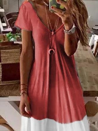 V-neck Short-sleeved Summer Dress - Maxi Dresses - INS | Online Fashion Free Shipping Clothing, Dresses, Tops, Shoes - 20-30 - 21/06/2021 - color-gray