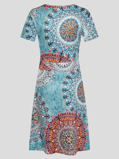 V-neck Short-sleeved Sun Flower Print Dress - Mini Dresses - INS | Online Fashion Free Shipping Clothing, Dresses, Tops, Shoes - 20-30 - 23/07/2021 - color-black