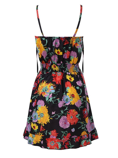 V-Neck Sleeveless Floral Print Suspender Dress - Mini Dresses - INS | Online Fashion Free Shipping Clothing, Dresses, Tops, Shoes - 20-30 - 22/07/2021 - Category_Mini Dresses