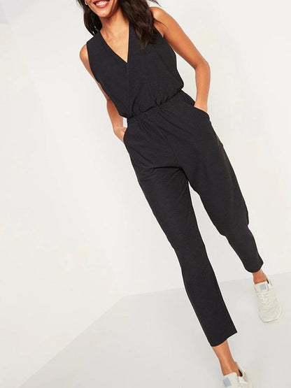 V-neck Sleeveless Women's Jumpsuit - Jumpsuits & Rompers - INS | Online Fashion Free Shipping Clothing, Dresses, Tops, Shoes - 15/04/2021 - Colour_Black - Colour_Green