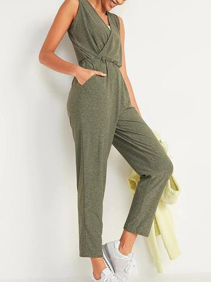 V-neck Sleeveless Women's Jumpsuit - Jumpsuits & Rompers - INS | Online Fashion Free Shipping Clothing, Dresses, Tops, Shoes - 15/04/2021 - Colour_Black - Colour_Green