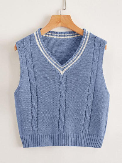 V Neck Striped Sweater Vest - INS | Online Fashion Free Shipping Clothing, Dresses, Tops, Shoes