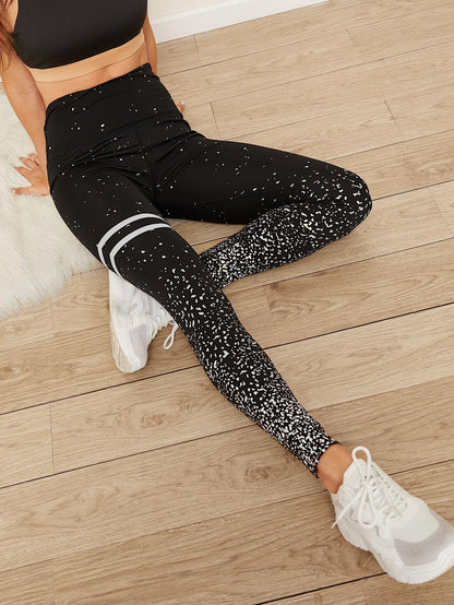 Varsity Striped Hot Stamping Sports Leggings - INS | Online Fashion Free Shipping Clothing, Dresses, Tops, Shoes