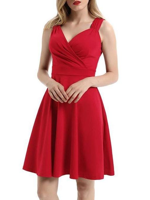 Vintage Folds Solid Color Cocktail The Celebrity Dress - Midi Dresseshide - INS | Online Fashion Free Shipping Clothing, Dresses, Tops, Shoes - 07/04/2021 - 2XL - Autumn