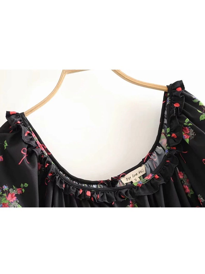 Virginia Embroidered Hi-low Peasant Dress - Dresses - INS | Online Fashion Free Shipping Clothing, Dresses, Tops, Shoes - 15/03/2021 - Black - Color_Black