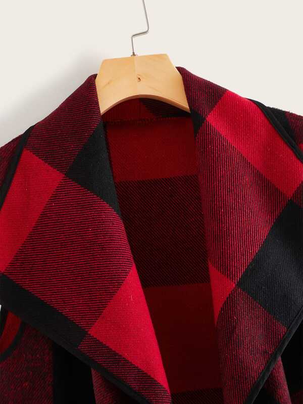 Waterfall Collar Buffalo Plaid Vest Coat - INS | Online Fashion Free Shipping Clothing, Dresses, Tops, Shoes