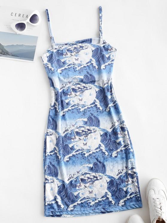 Wave Butterfly Print Velvet Mini Cami Dress - INS | Online Fashion Free Shipping Clothing, Dresses, Tops, Shoes
