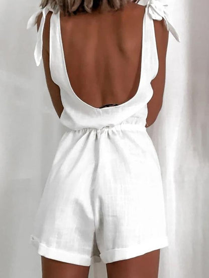 White High-waist Suspender Jumpsuit - Jumpsuit & Rompers - INS | Online Fashion Free Shipping Clothing, Dresses, Tops, Shoes - 16/06/2021 - 20-30 - Bottoms