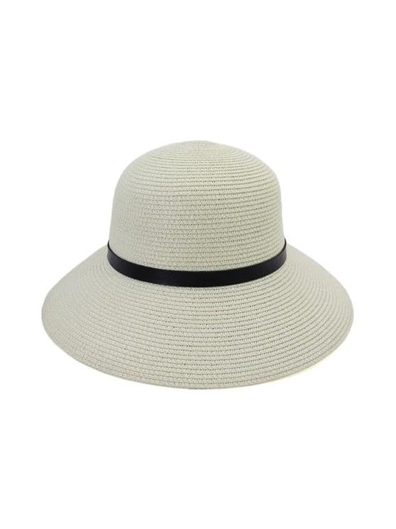 Wide Brim Straw Hat With Leather Detail - LuckyFash™