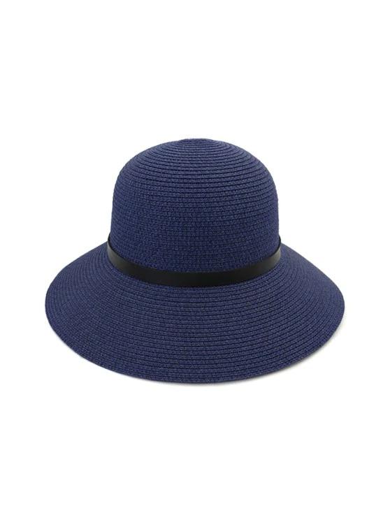 Wide Brim Straw Hat With Leather Detail - LuckyFash™