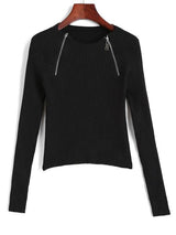 Wide Rib Half Zip Fitted Knitwear - INS | Online Fashion Free Shipping Clothing, Dresses, Tops, Shoes