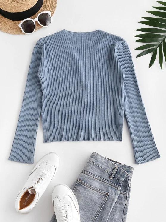 Wide Ribbed Stepped Hem Cardigan - INS | Online Fashion Free Shipping Clothing, Dresses, Tops, Shoes