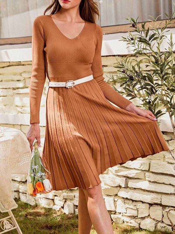 Wide Waistband Rib-knit Sweater Dress - Dresses - INS | Online Fashion Free Shipping Clothing, Dresses, Tops, Shoes - 02/02/2021 - Autumn - Blue