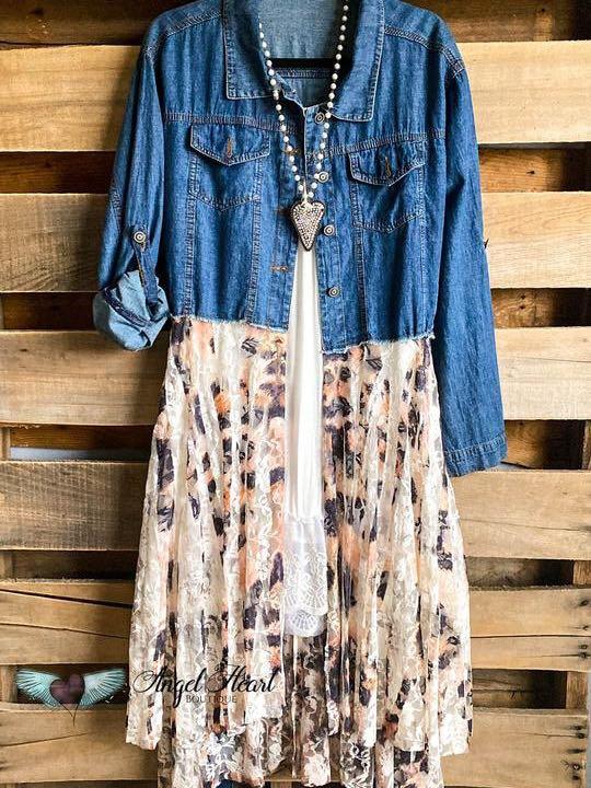 WILD BEGINNINGS DUSTER- DENIM/LEOPARD - INS | Online Fashion Free Shipping Clothing, Dresses, Tops, Shoes