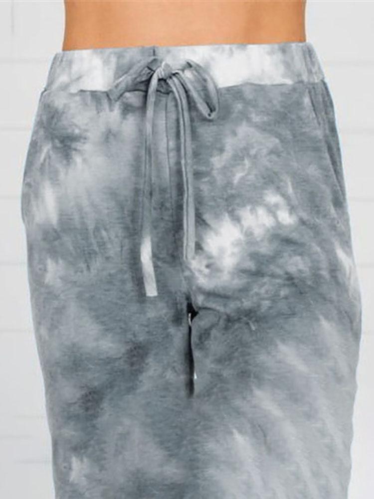Women Casual Drawstring Tie-Dye Print Sport Pants - Pants - INS | Online Fashion Free Shipping Clothing, Dresses, Tops, Shoes - 12/05/2021 - 120521 - Color_Grey