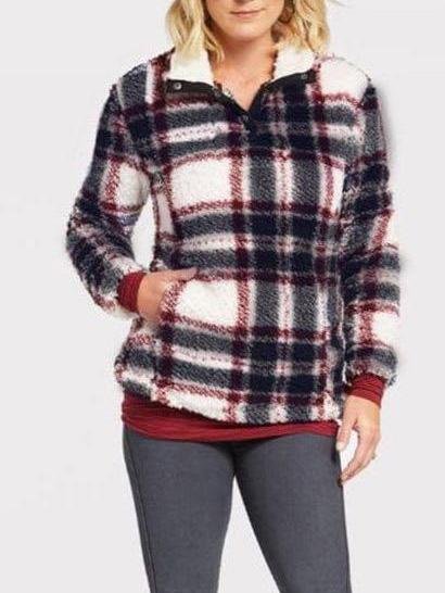 Women Christmas Plaid Plush Pullover - Loungewear - INS | Online Fashion Free Shipping Clothing, Dresses, Tops, Shoes - Black - Casual - Color_Black