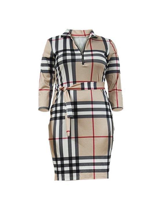 Women' Fall Slim Plaid Dress - INS | Online Fashion Free Shipping Clothing, Dresses, Tops, Shoes