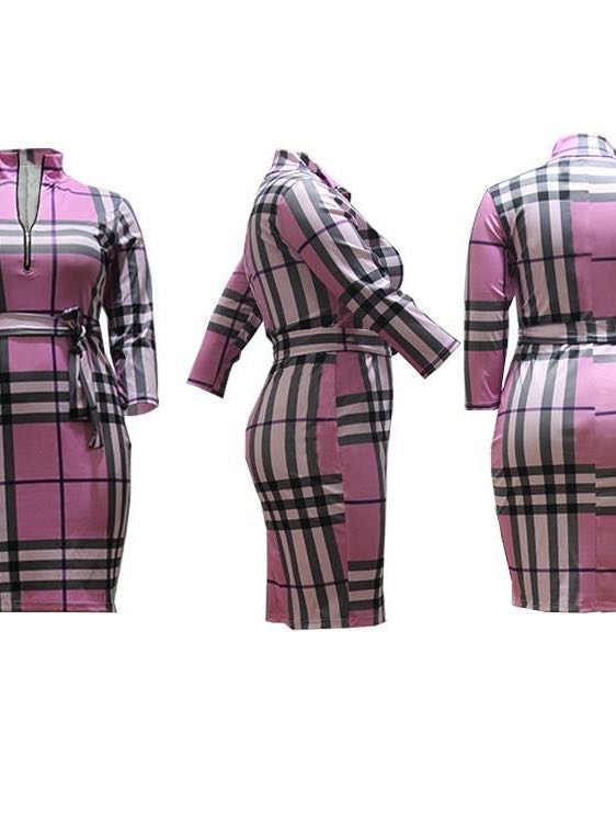 Women' Fall Slim Plaid Dress - INS | Online Fashion Free Shipping Clothing, Dresses, Tops, Shoes