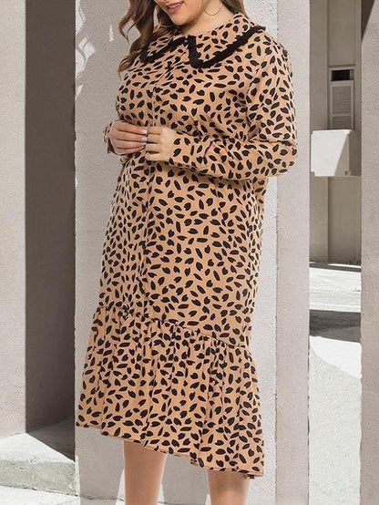 Women Fashion Mermaid Leopard Print Plus Size Dress - CURVE+PLUS - INS | Online Fashion Free Shipping Clothing, Dresses, Tops, Shoes - CURVE+PLUS - Mx Curve+Plus -