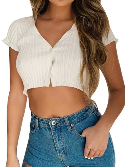 Women Hot V-neck Crop Top