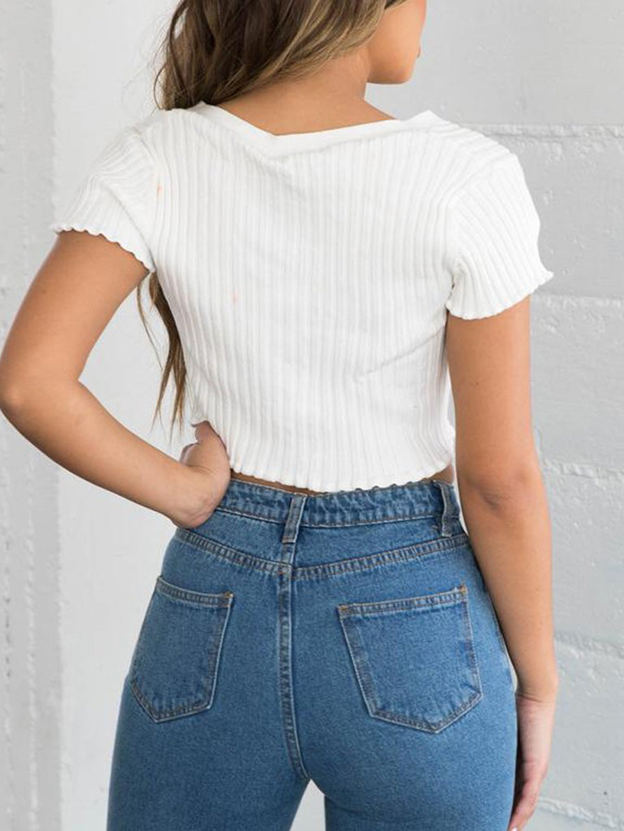 Women Hot V-neck Crop Top