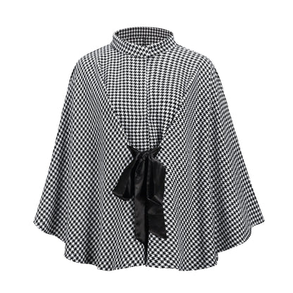 Women Houndstooth Print Cloak Coat - INS | Online Fashion Free Shipping Clothing, Dresses, Tops, Shoes