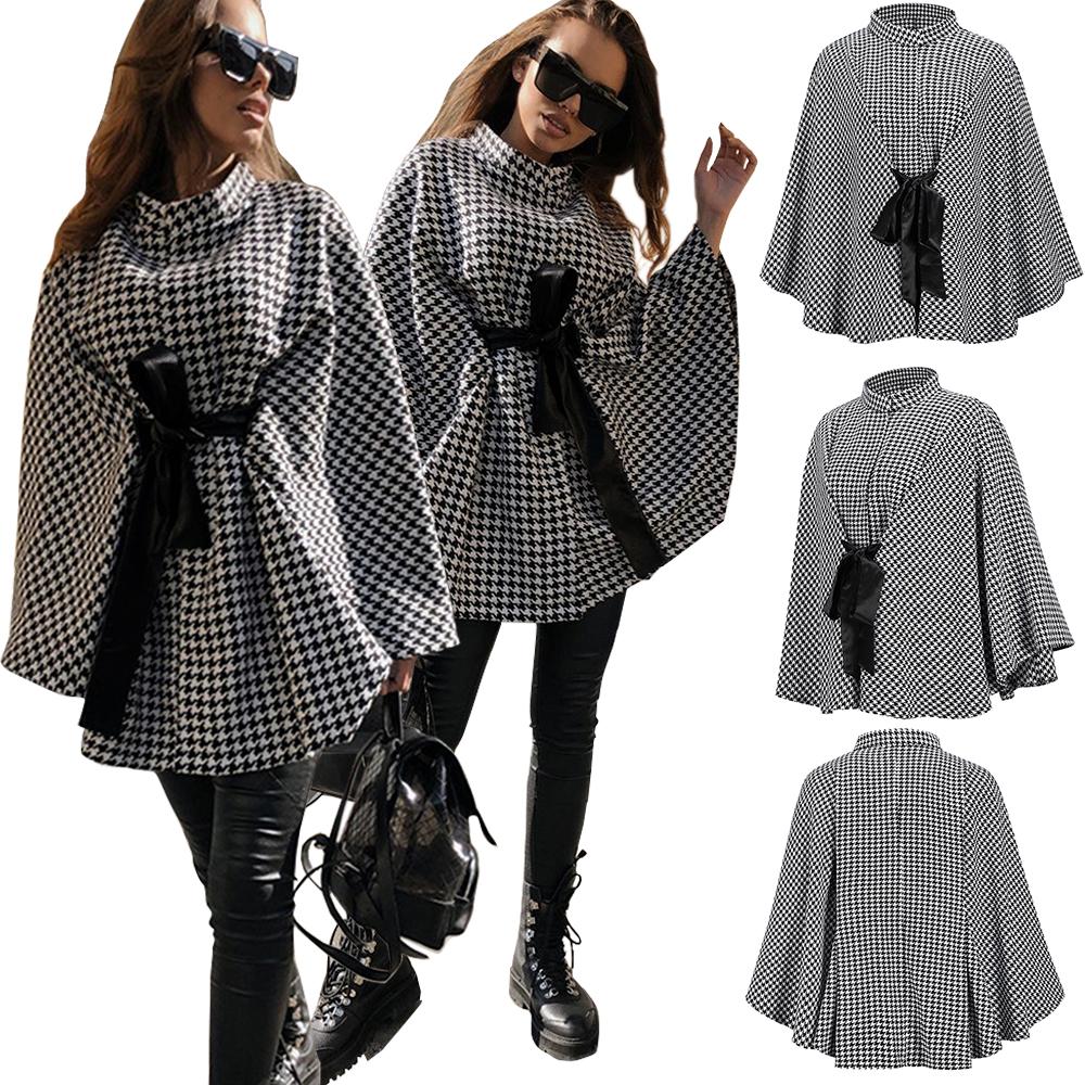 Women Houndstooth Print Cloak Coat - INS | Online Fashion Free Shipping Clothing, Dresses, Tops, Shoes