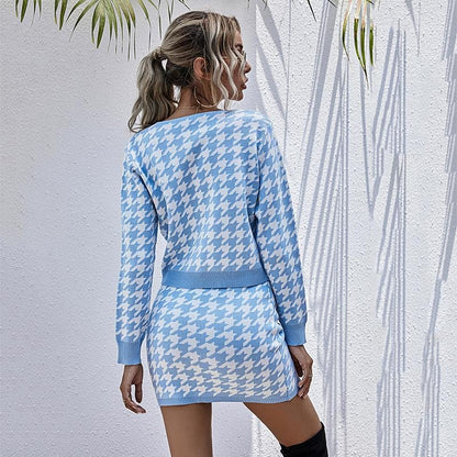 Women Knit Plaid Two-piece Suit - INS | Online Fashion Free Shipping Clothing, Dresses, Tops, Shoes
